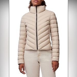 Soia & Kyo Andria Light Down Jacket in Beige Chevron Quilted Canadian High End